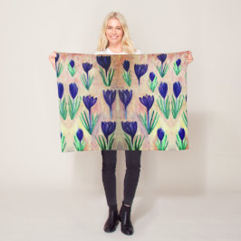 Crocus Watercolor Muster Fleece Blanket