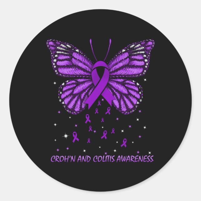 Croh'N und Colitis Butterfly Runder Aufkleber (Vorderseite)