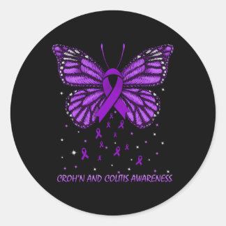 Croh'N und Colitis Butterfly Runder Aufkleber