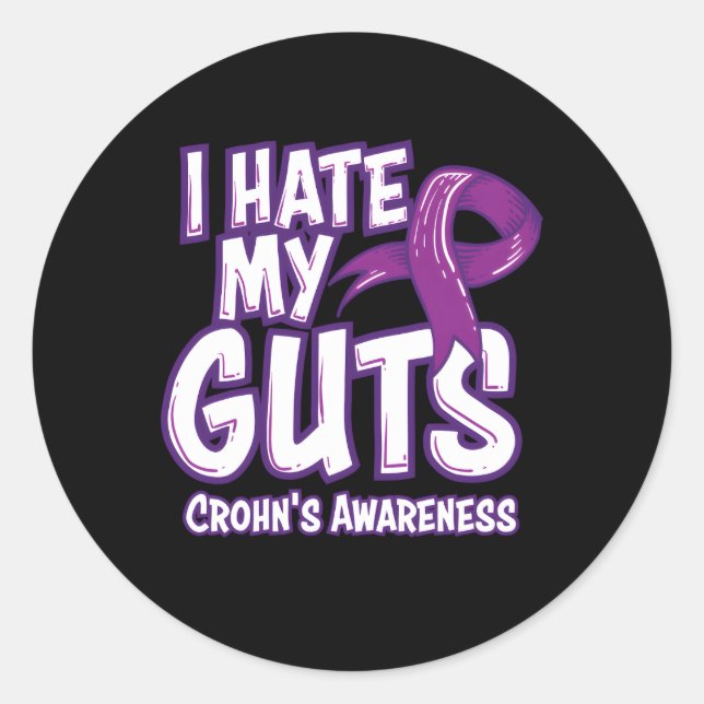 Crohn's Bewusstsein I E My Guts Lila Ribbon Runder Aufkleber (Vorderseite)