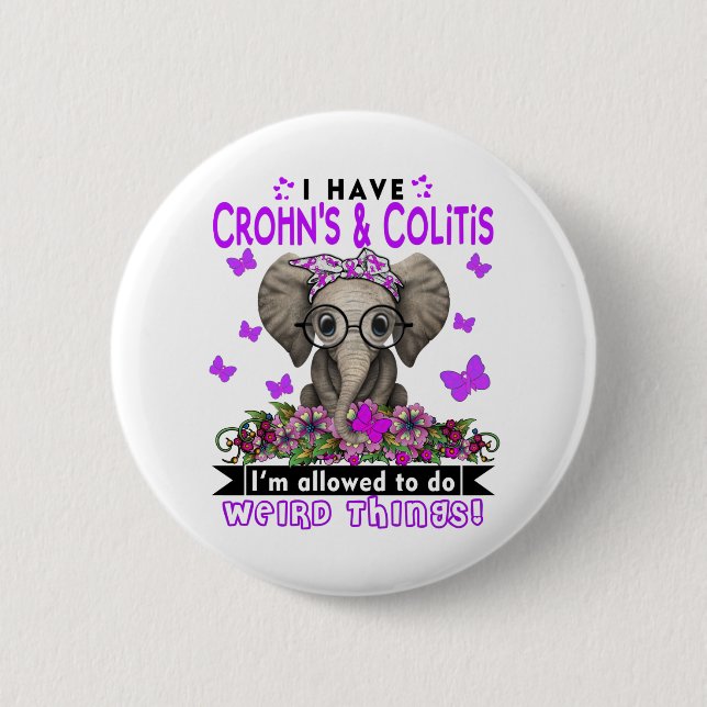 Crohn's & Colitis Awareness Month Ribbon Geschenke Button (Vorderseite)