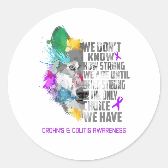Crohn's & Colitis Awareness Ribbon Support Geschen Runder Aufkleber (Vorderseite)
