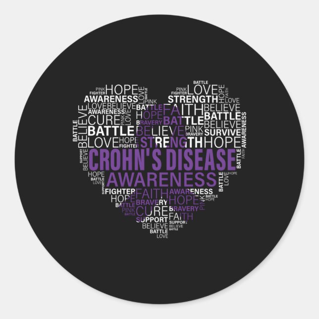 Crohn's Disease Awareness Fight Hope Support Stron Runder Aufkleber (Vorderseite)
