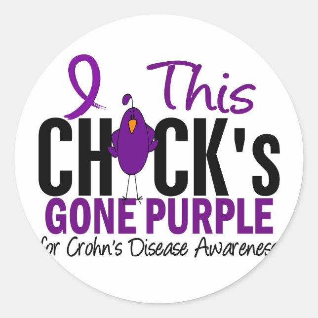 CROHNS-KRANKHEIT Kick Gone Lila Runder Aufkleber (Vorderseite)