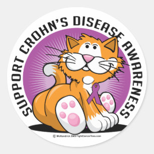 Crohns Krankheits-Katze Runder Aufkleber