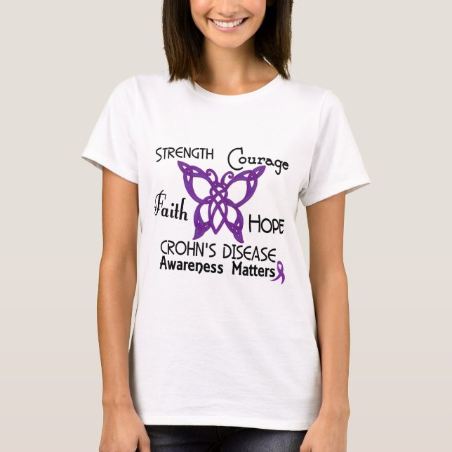 Crohns Krankheits-keltischer Schmetterling 3 T-Shirt (Vorderseite)