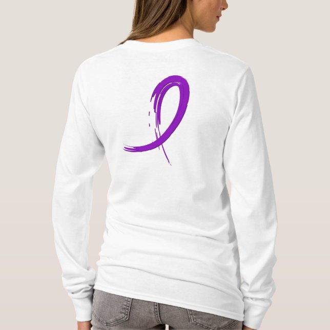 Crohns Krankheits-lila Band A4 T-Shirt (Rückseite)
