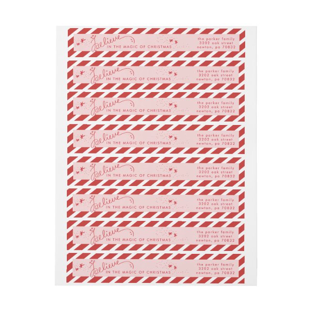Croire à la magie du Étiquette de adresse de Noël (Feuille)