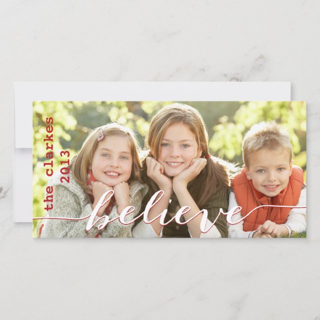 Croire simple Cartes photos de vacances | Rouge bl (Devant)