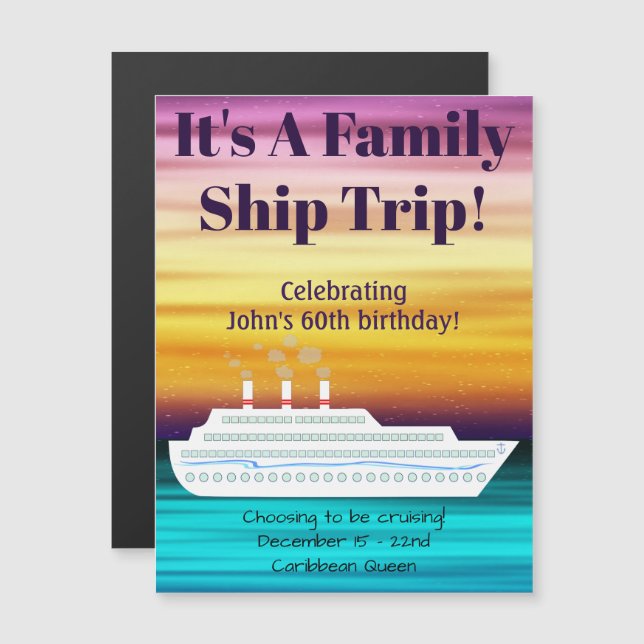 Croisière Bateau Coucher de soleil Magnet de porte (Devant / Derrière)