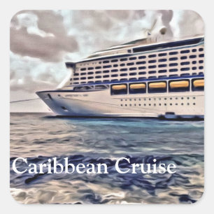 Croisière des Caraïbes - Stickers Carrés, Glossy