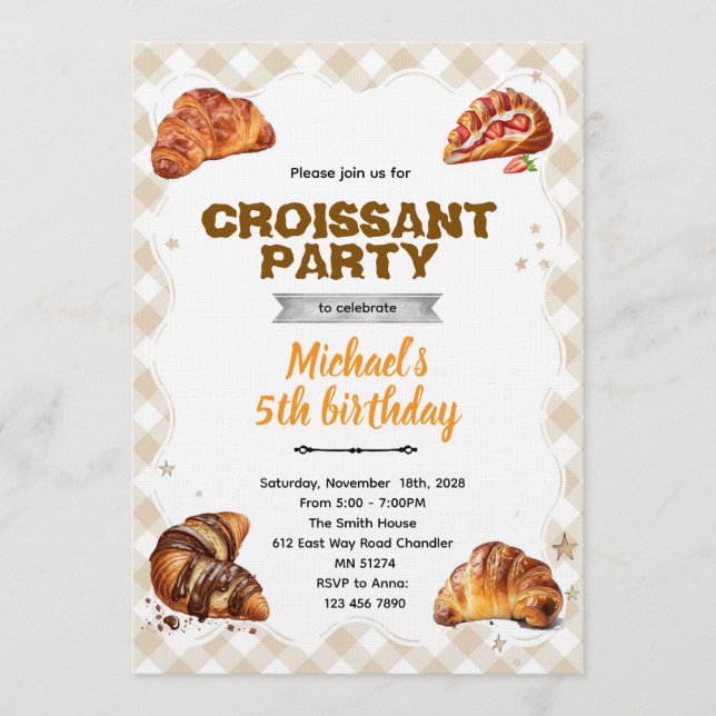 Croissant Birthday Invitation (Devant)