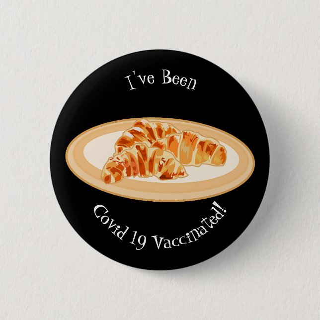 Croissant-Cartoon-Abbildung Button (Vorderseite)