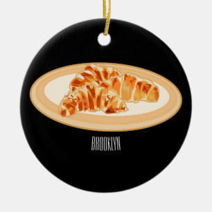 Croissant-Cartoon-Abbildung Keramik Ornament