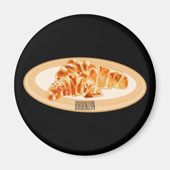 Croissant-Cartoon-Abbildung Magnet (Vorne)