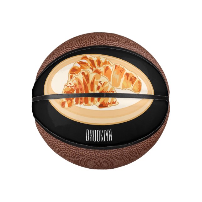 Croissant-Cartoon-Abbildung Mini Basketball (Vorderseite)