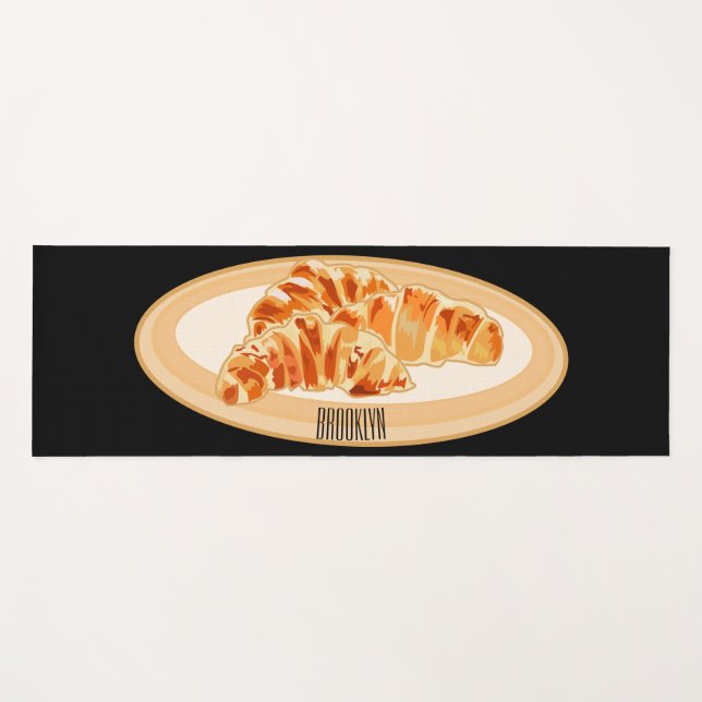 Croissant-Cartoon-Abbildung Yogamatte (Vorderseite (Horizontal))