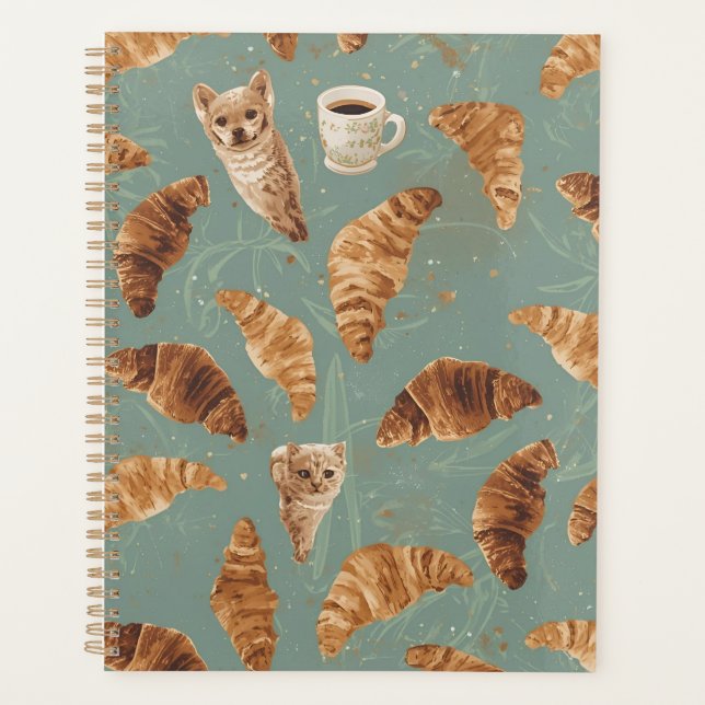 Croissant Crawl Cats, Coffee & French Planner Planer (Vorderseite)