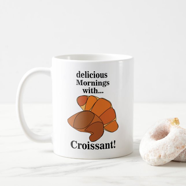 Croissant Frühstück Essen Kaffeetasse (Mit Donut)