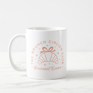 Croissant liebt Brunch Girls Club rosa Ästhetik Kaffeetasse