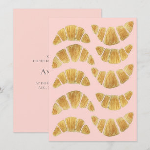 Croissant Rose Aquarell-Einladung Einladung