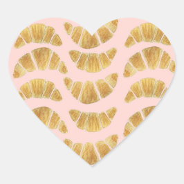 Croissant Rose Aquarell Herz-Aufkleber