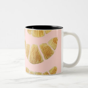 Croissant Rose Aquarell Zweifarbige Tasse