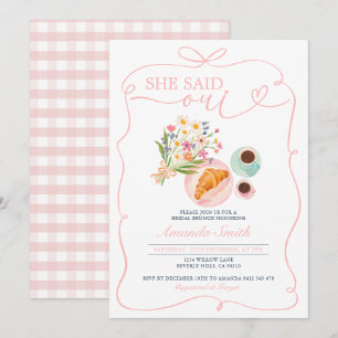 Croissant She sagte Oui Bridal Brunch Cafe Einladung
