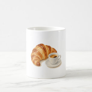 Croissant und Espresso Kaffeetasse