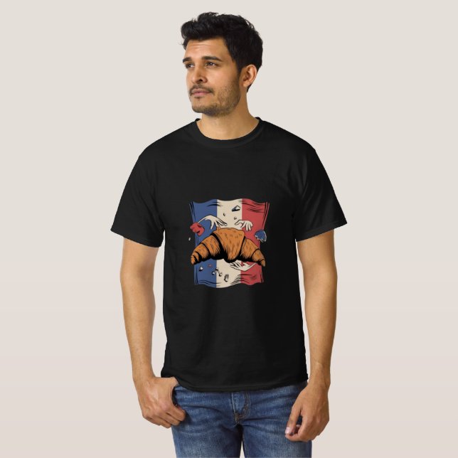 Croissant with hands funny men t-shirt design (Devant entier)