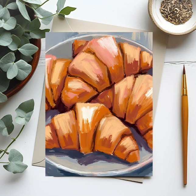 Croissants Frischbäckerei Malerei Postkarte (Von Creator hochgeladen)