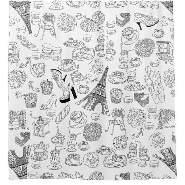 Croissants paris franz. Modedoodle Duschvorhang (Vorderseite)