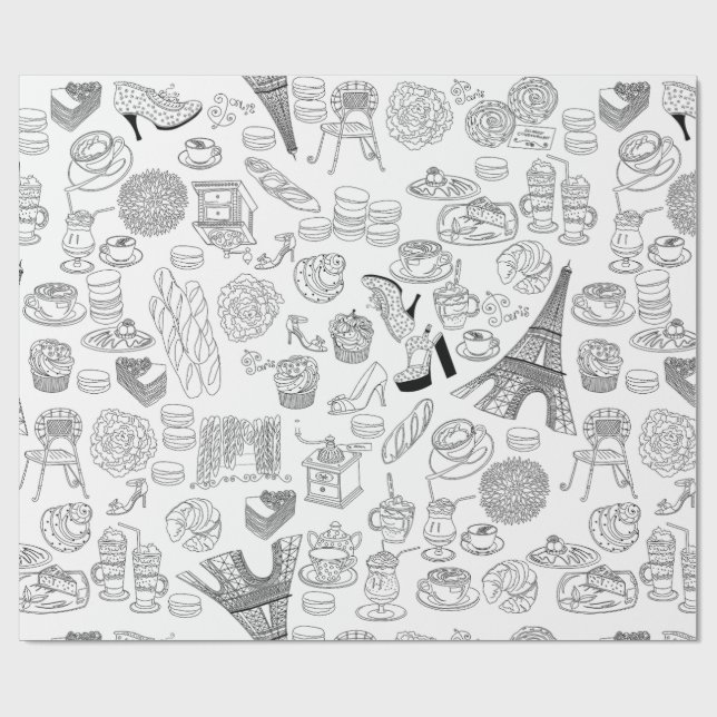 Croissants paris franz. Modedoodle Geschenkpapier (Flach)
