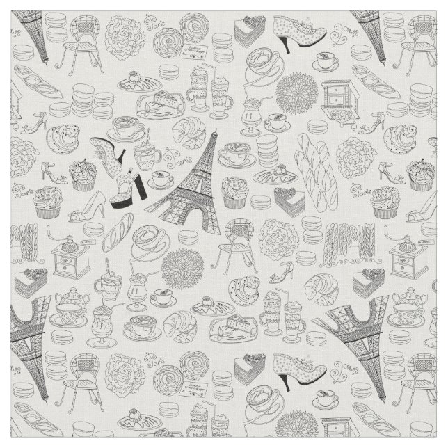 Croissants paris franz. Modedoodle Stoff (Nahaufnahme)