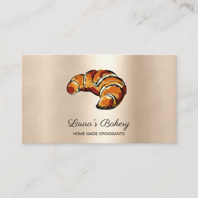 Croissants Zuhause Bäckerei Rustikal Vintag Visitenkarte (Vorderseite)