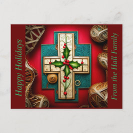 Croix avec carte Holly Seasonal