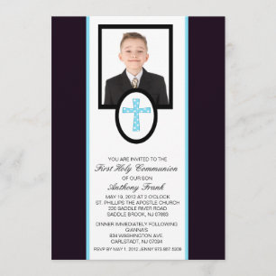 Croix Bleue avec invitation photo communion