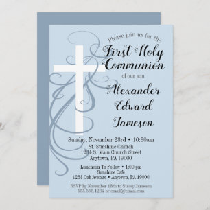 Croix Bleue première communion sainte Invitation