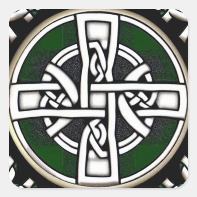 Croix Celtique Blanche Avec Sticker Cercle Vert (Devant)