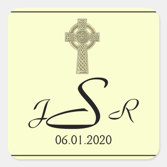 Croix celtique en or Monogramme Sticker (Devant)