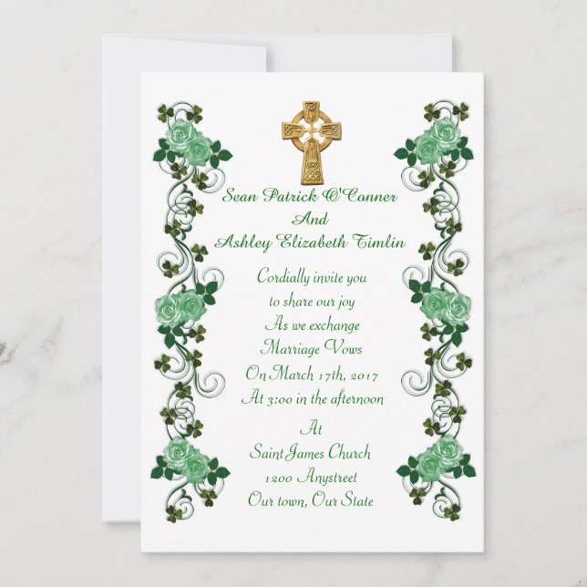 Croix celtique Faire-part de mariage irlandaise (Devant)