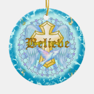 Croix de décoration chrétienne en or Believe
