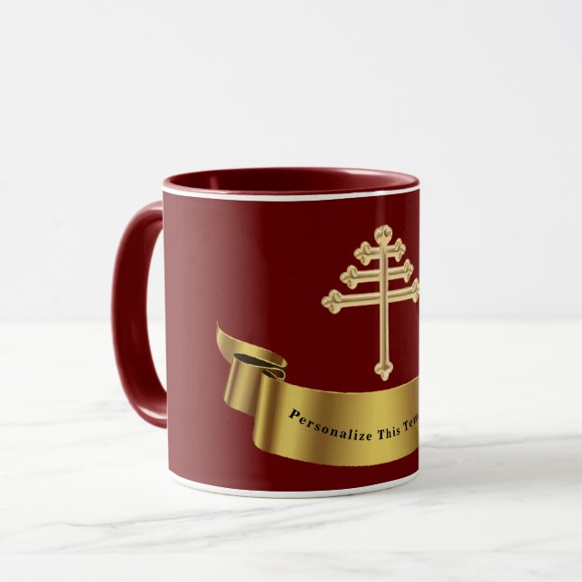 Croix de l'Église maronite Mug cadeau personnalisé (Devant gauche)
