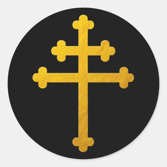 Croix de Lorraine d'or sur Stickers Noirs / Chréti (Devant)