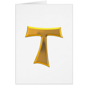 Croix de Tau franciscaine en 3D d'or