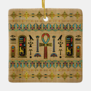 Croix égyptienne - ornement d'Ankh sur le papyrus