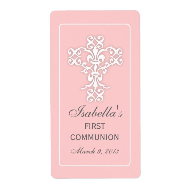 Croix élégante en rose Faveur Sticker Étiquette (Devant)