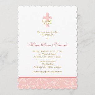 Croix et colombe  Invitation au baptême de la fill