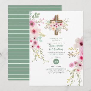 Croix florale catholique Quinceanera Invitation Sa