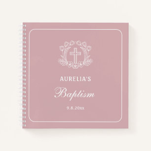 Croix florale simple sur le Baptême rose livre d'i
